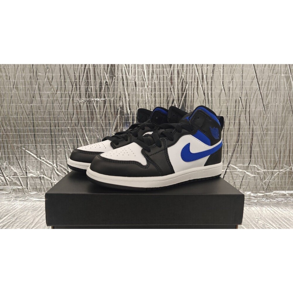Jordan 1 Mid (PS)  White-Black-Racer Blue 640734-140, Size  1Y
